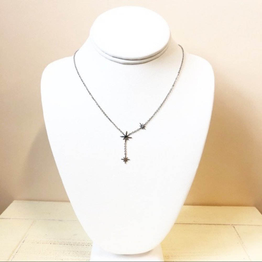 Silver Sparkling Stars Necklace Stainless Steel